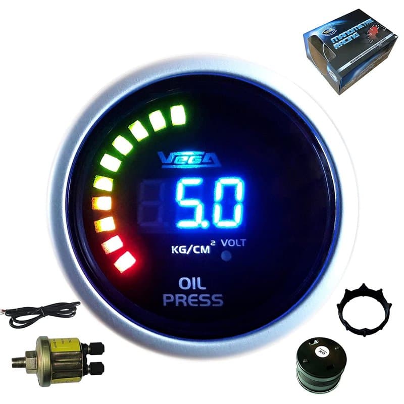 Manomètre Vega® pression d'huile 0-10 bars affichage numérique et leds 52 mm marque Française