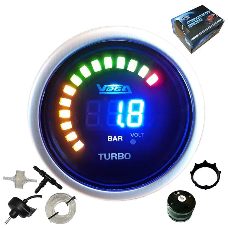 VEGA Manomètre pression turbo -1 à 3 bars numérique et leds 52 mm marque Française