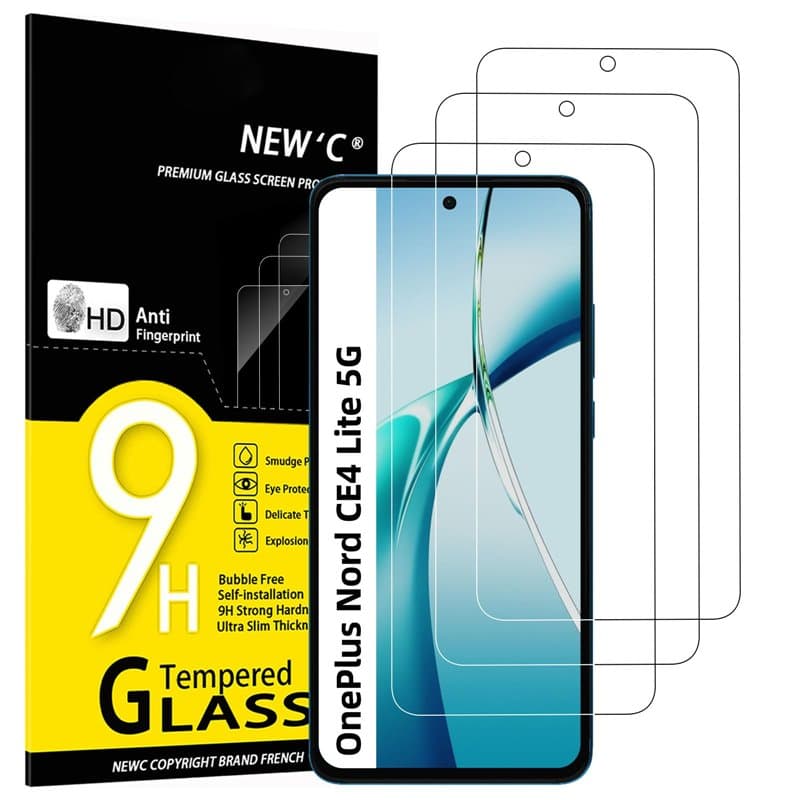 NEW'C Lot de 3, Verre Trempé pour OnePlus Nord CE4 Lite 5G Protection efficace contre les Rayures - sans Bulles - Ultra Résistan