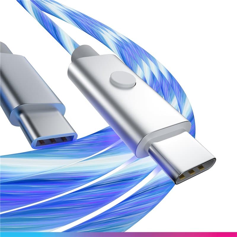 Oniverse Câble USB LED, USB-C vers USB-C, Compatible PS5 Pro Slim Xbox series X|S Switch 2 PC MAC Android Iphone 15, 2 mètres, c
