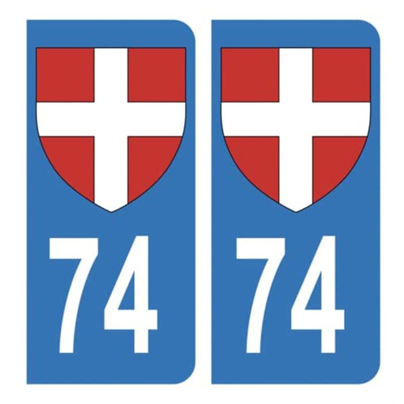 HADEXIA Autocollant Stickers Plaque d'immatriculation Auto Voiture 74 Croix de Savoie