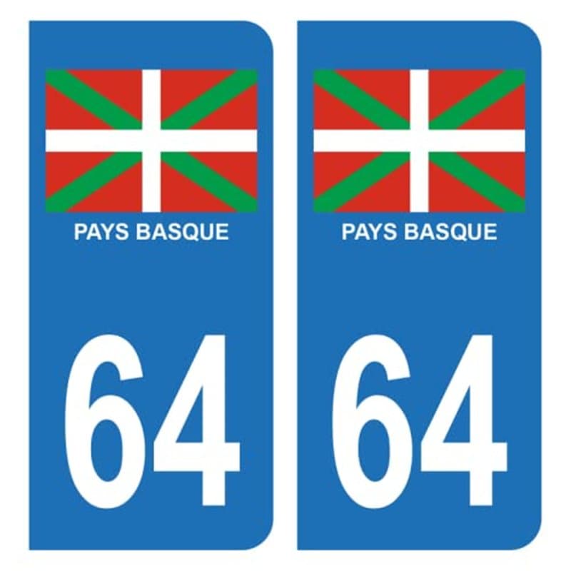 HADEXIA Autocollant Stickers Plaque d'immatriculation Auto Voiture 64 Pays Basque