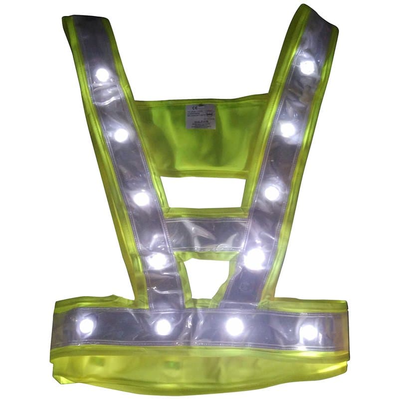 LEDWARNING Gilet Baudrier Jaune PRO de Sécurité Fluo à 24 Leds blanches DELUXE Vendeur et stock en FRANCE
