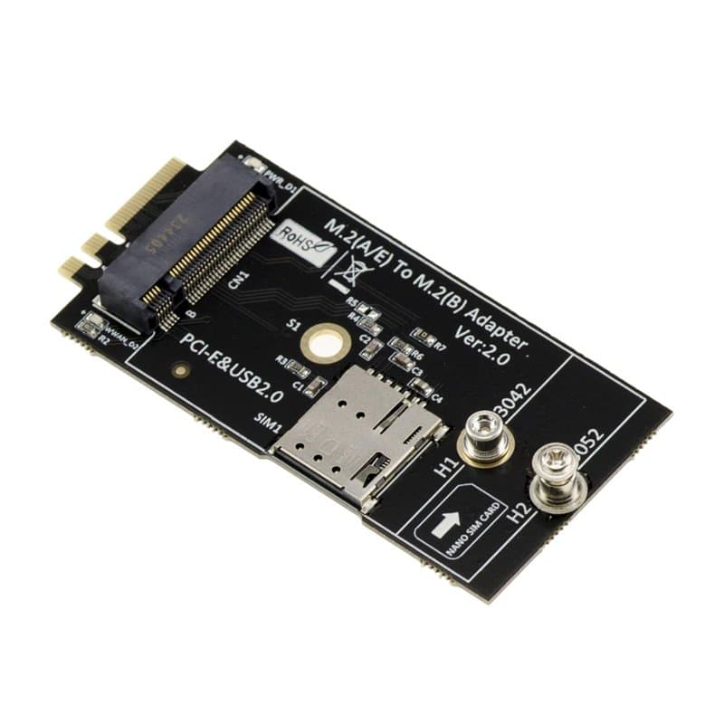 KALEA-INFORMATIQUE Adaptateur M2 B Key et Nano SIM vers M.2 E A Key pour Carte Module 3G 4G 5G et WiFi, Support des Cartes Type