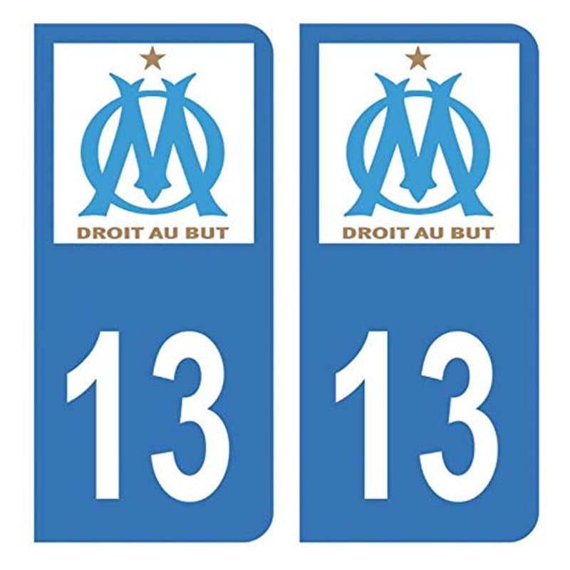 Autocollant Stickers plaque immatriculation voiture auto 13 Club OM Olympique de Marseille Foot Bleu