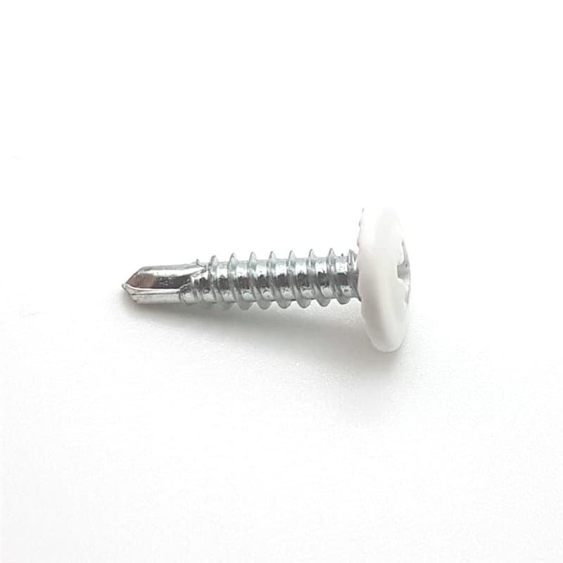 Vis autoperceuses 4,2x25 mm RAL 9010 blanc pur tête rondelle large Ph zinguées par 100