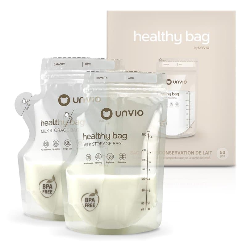Lot de 50 Sachets conservation lait maternel 250 ml healthy bag – Pour Congélation, Certifiés aux normes alimentaire, 100% sans