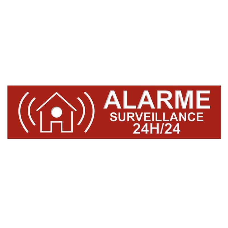 Plaque d'alarme de surveillance 24h/24, 100 x 25 mm, acrylique, résistante aux intempéries, à placer sur boite aux lettres ou po