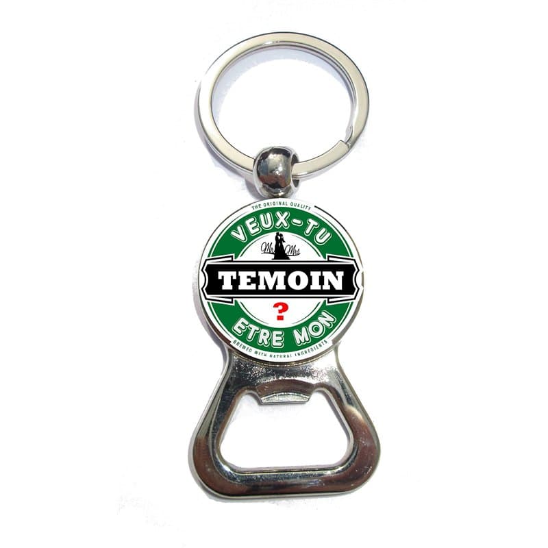 Porte-clé décapsuleur - Veux-tu devenir mon témoin ? Idée originale pour demander à une personne spéciale d'être le témoin de mo