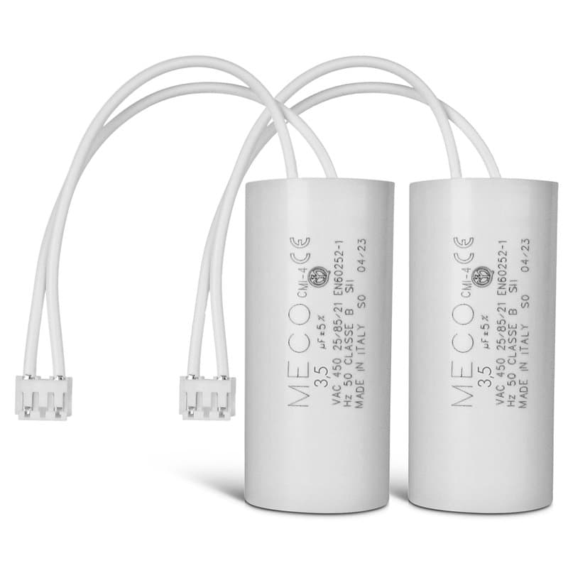 Lot de 2 condensateurs 3.5 µF Spécial volet roulant BUBENDORFF à 2 fils + connecteur - GARANTIE 2 an