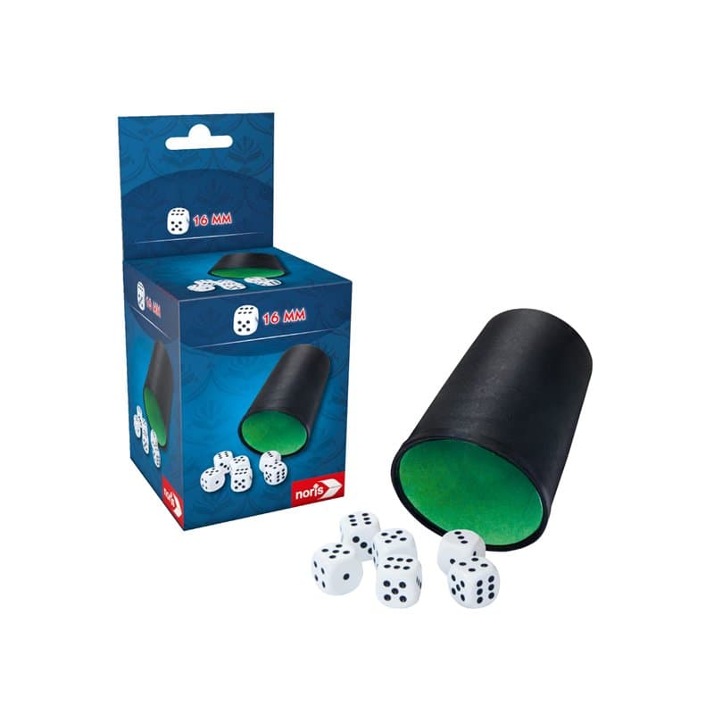 Noris 606154512 - Gobelets dés, avec 6 dés, Polyvalents, pour Joueurs à partir de 3 Ans, Vert