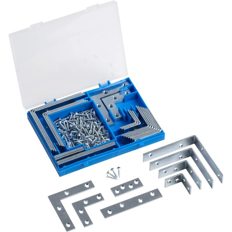 Meister 300510 Lot de 180 équerres et plaques de connexion en Metafranc pour chaises, supports de meubles et connecteurs plats,