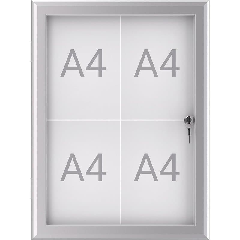 MAUL Vitrine A4 MAULexcite, Vitrine avec 4 Pages A4, Tableau d'Information avec Cadre en Aluminium et Porte en Verre, Constructi