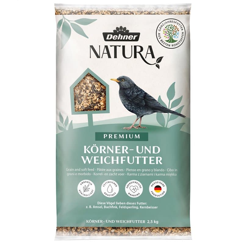 Dehner Natura Premium Nourriture pour Oiseaux Sauvages, pour granivores, mangeurs d’Insectes, avec crustacés et Insectes, 2,5 kg