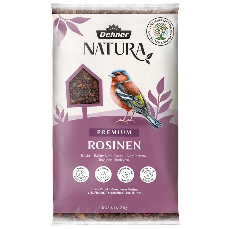 Dehner Natura Premium Nourriture pour Oiseaux Sauvages, Raisins secs, Non soufrés, 2 kg