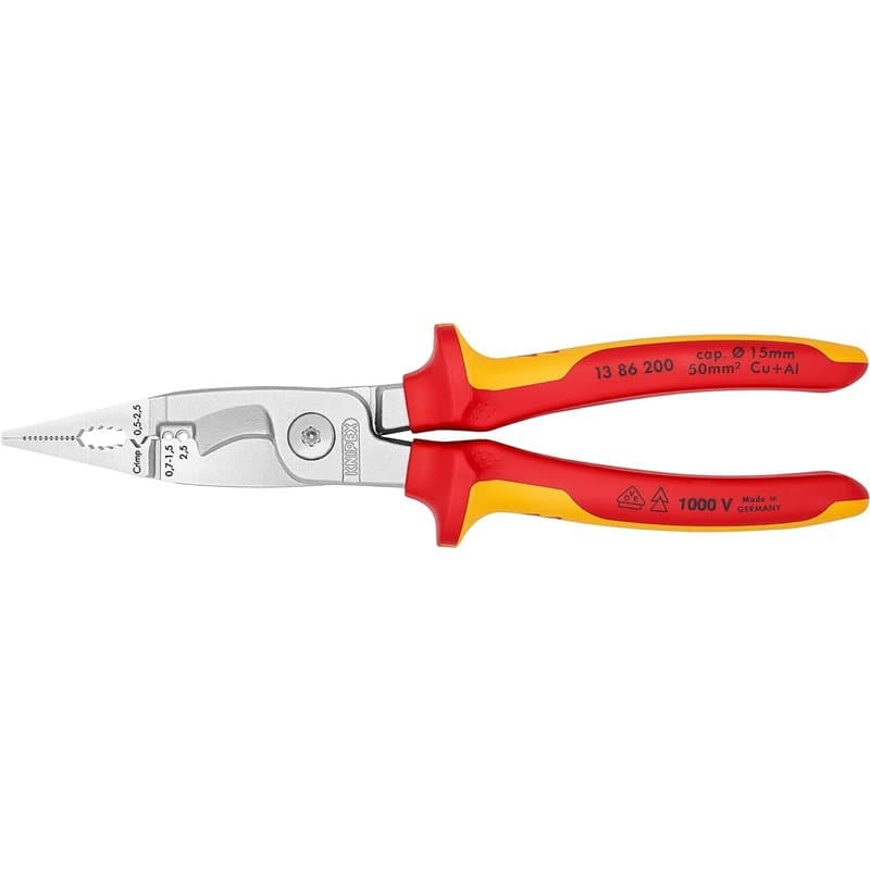 KNIPEX Pince pour installations électriques, 1000V, pour couper les câbles, dénuder, sertir les embouts, saisir, plier, multi-ou