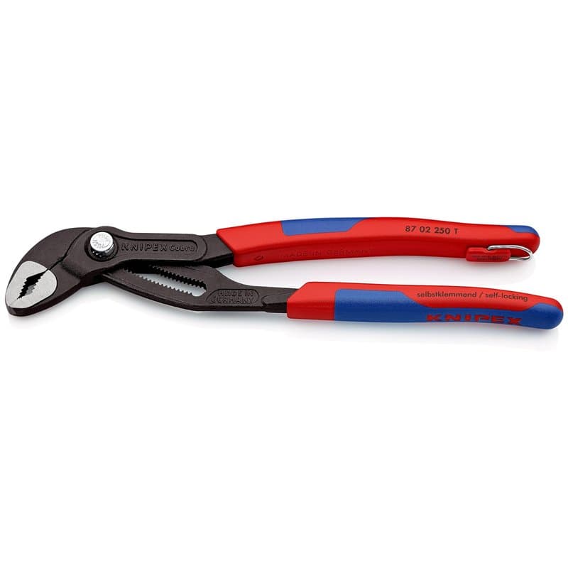 Knipex Cobra® Pince multiprise de pointe grise atramentisée, avec gaines bi-matière, avec œillet intégré pour fixation d’un disp