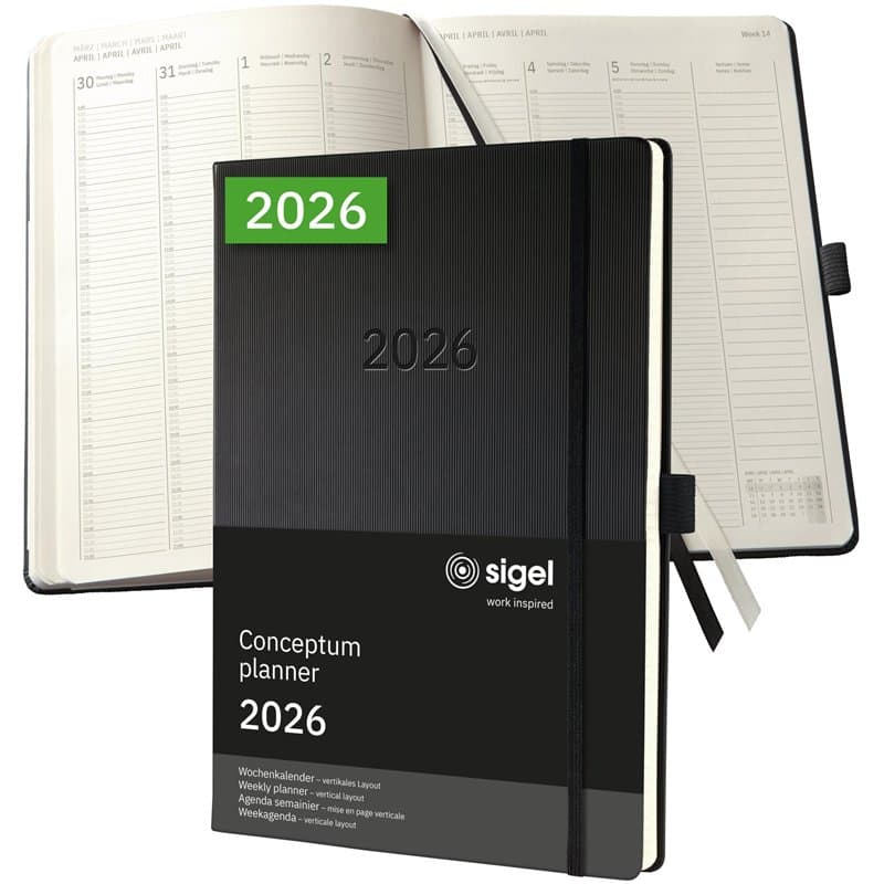 SIGEL C2618 Agenda semainier 2026, A4+ (vertical), couverture rigide | Calendrier, Planificateur, Agenda hebdomadaire, Organisat