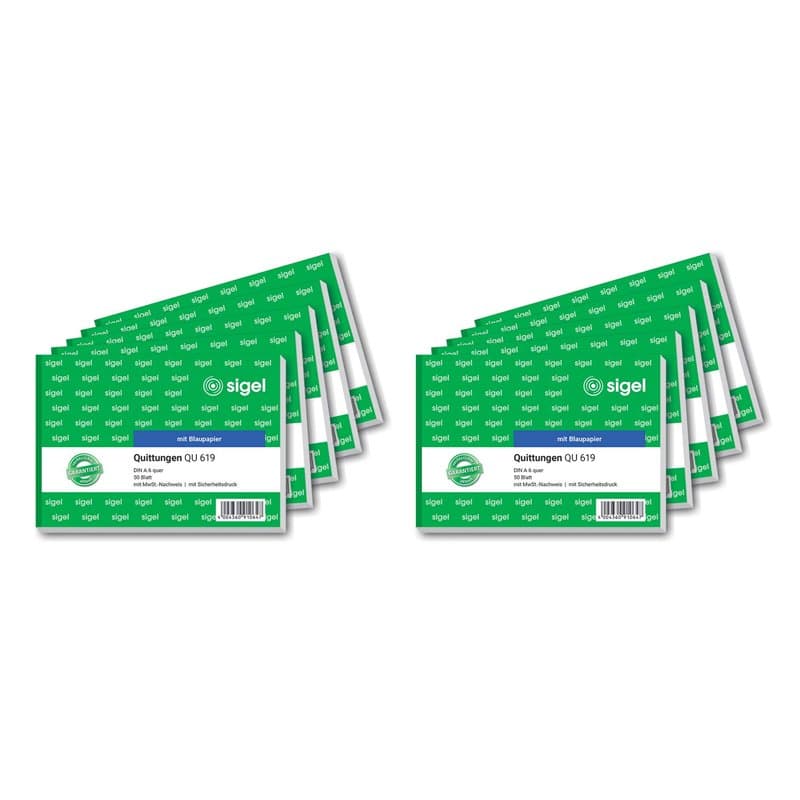 Sigel QU619 Carnet de reçus A6 orientation paysage 10 feuilles