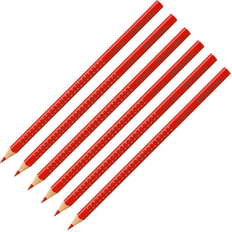 FABER-CASTELL 205069 - Crayons de couleur Colour Grip, rouge matin, 6 pièces, incassables, crayons de couleur pour adultes et en