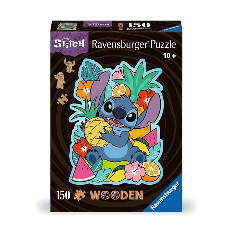 Ravensburger - Puzzle en Bois - Stitch - 150 pièces Robustes et Naturelles Dont 15 Figurines en Bois (Whimsies) - Qualité Premiu