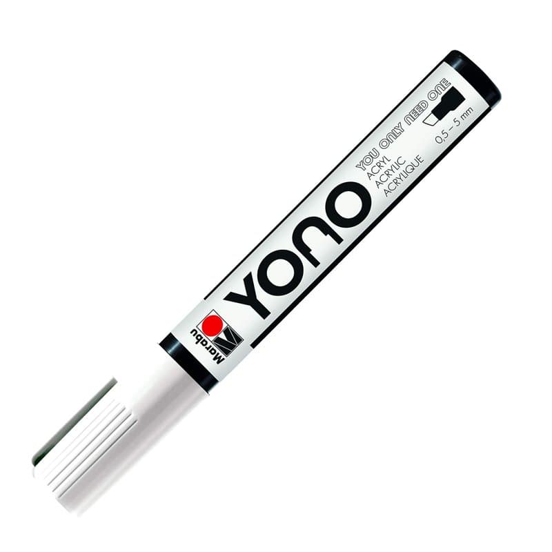 Marabu Marqueur YONO 12400102070 12400102070-YONO - Blanc 070 - Pointe biseautée japonaise, à base d'eau, résistant à la lumière