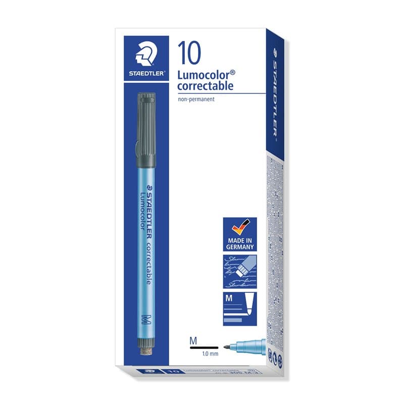Staedtler Lumocolor, marqueur non-permanent, pour l'écriture et le marquage, effaçable à sec et résistant, Lot de 10 marqueurs,