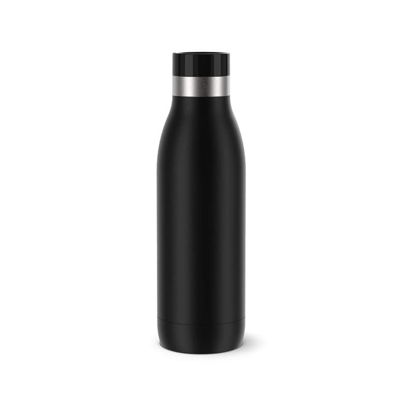 EMSA Bludrop gourde 0,5 L Noir, Durable, Acier inoxydable 18/10, Hermétique, Revêtement esthétique, Texture poudrée, Facile à ut