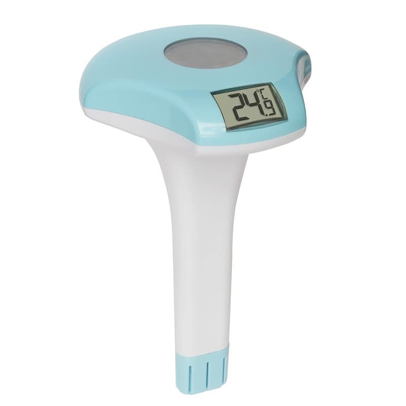 TFA Dostmann Thermomètre de Piscine Numérique, 30.2033.20, Alimenté par Énergie Solaire, Flottant avec Ligne de Fixation, Mesure
