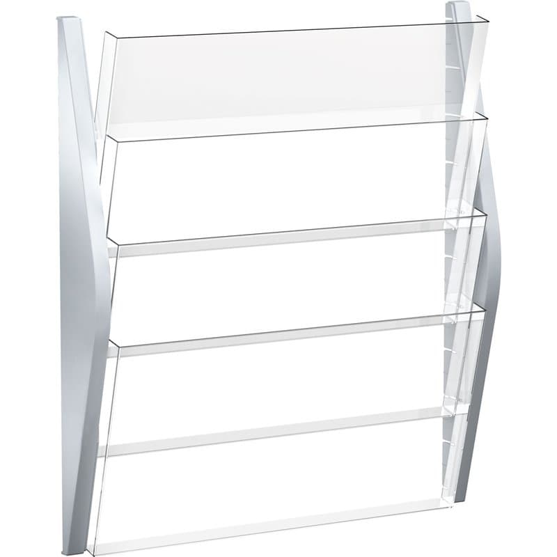 helit H6270400 Arch Présentoir journal, 4 poches, format A3, carré, argent