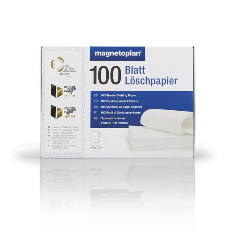 magnetoplan papier buvard, 100 feuilles, papier buvard interchangeable pour l'effaceur de tableau magnetoplan, blanc, recharge