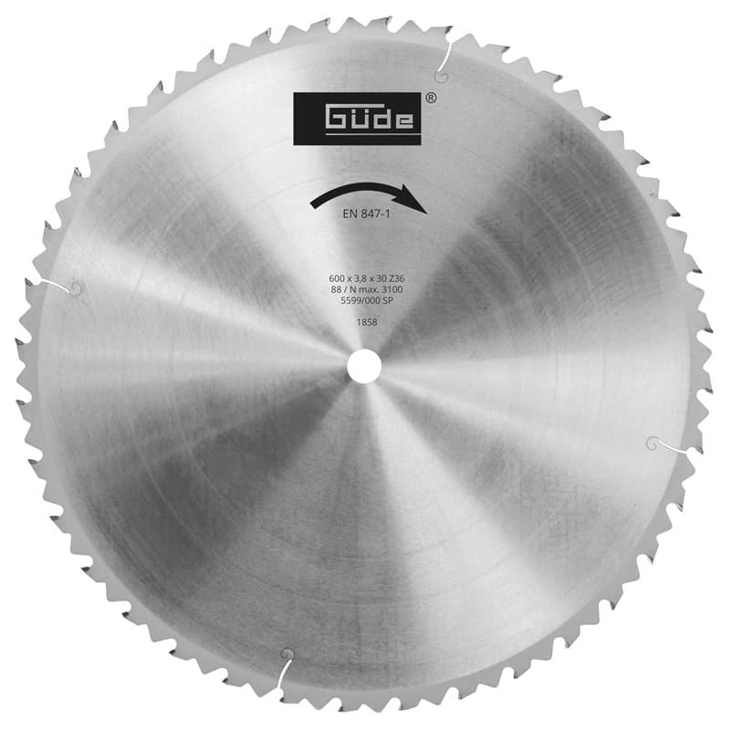 Güde 1858 - Lame de scie à bois de chauffage HM - 600 x 30 x 36Z - En carbure de tungstène, dents alternées avec barres de défle