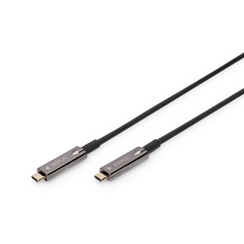 DIGITUS USB-C AOC Hybrid Câble de connexion AV en fibre optique - USB 3.1 - Displayport 1.2 - DP Alt-Mode - Plug&Play - Câble au