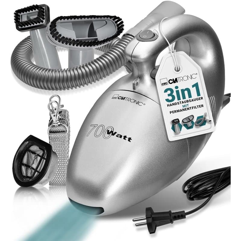 Clatronic Aspirateur à Main | Aspirateur pour aspirer Les Coussins, Les Voitures, Les Ordinateurs, etc. | Vacuum Cleaner avec 6m