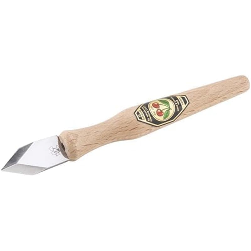 Kirschen Couteau à Tracer, Lame en Acier à Haute Teneur en Carbone, Manche en Hêtre Rouge, Outil de Marquage de Précision