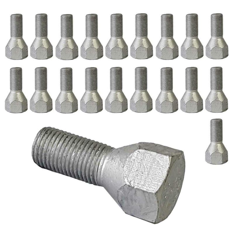Lot de 20 boulons de roue Tracer - En acier - M12 x 1,25-22 mm - Cône 60° compatible avec FIAT, Alfa Romeo, Lancia