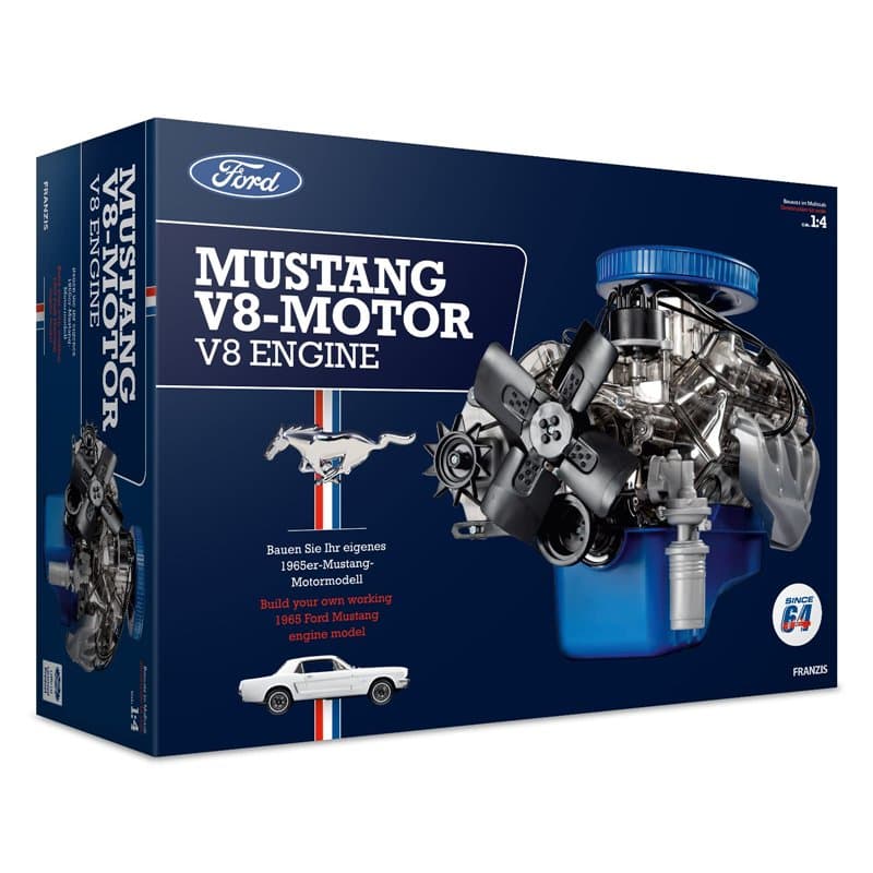 Franzis 67501 - Ford Mustang V8 - un kit de modèle fidèle à l'échelle 1:4 du moteur Ford Mustang, un son moteur original et un m