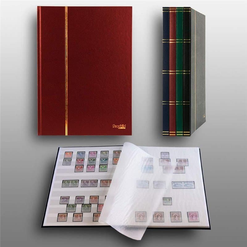 Prophila Collection Album pour Timbres, 16 Pages, intérieur Blanc (couv. Rouge)