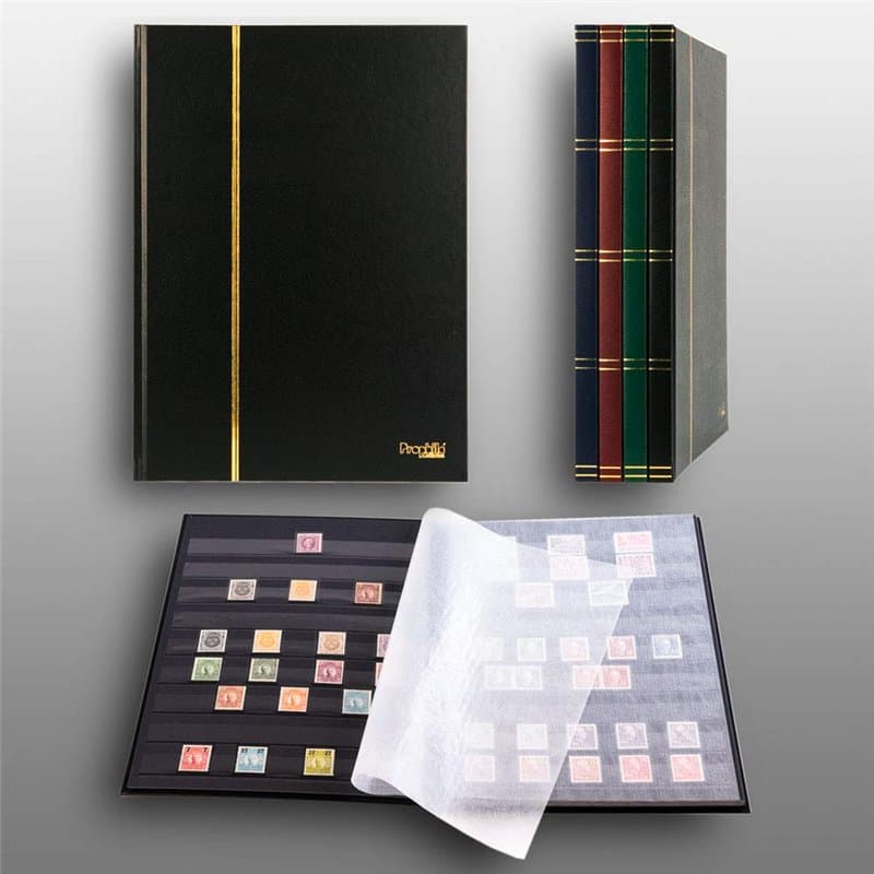 Prophila Collection Album pour Timbres, 16 Pages, intérieur Noir (couv. Noir)