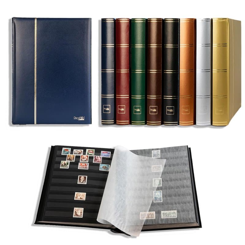 Prophila Classeur Album pour Timbres, 60 Pages, intérieur Noir (couv. Bleu)