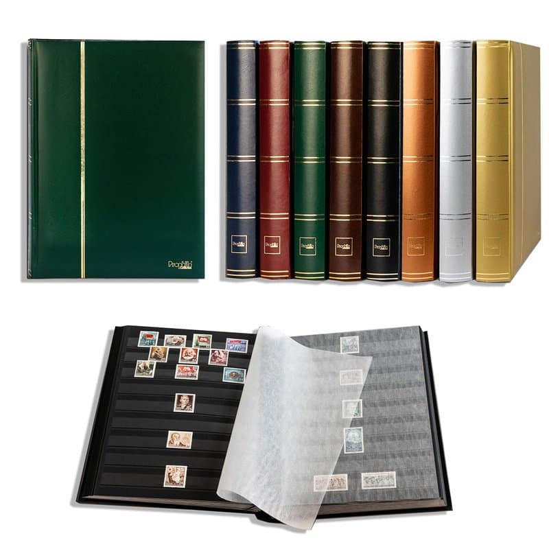 Prophila Classeur Album pour Timbres, 60 Pages, intérieur Noir (couv. Vert)