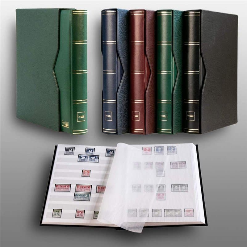 Prophila Album pour timbres 60 pages intérieur blanc étui de protection vert