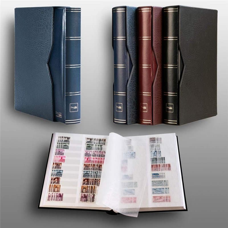 Prophila Album pour Timbres 60 Pages intérieur divisé Blanc étui de Protection Bleu