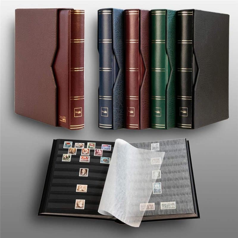 Prophila Album pour Timbres 60 Pages intérieur Noir étui de Protection Rouge
