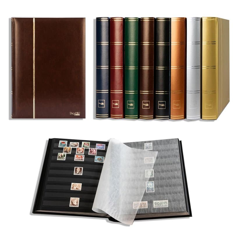 Prophila Collection 64 pages noires - Album pour timbres - Couverture matelassée verte