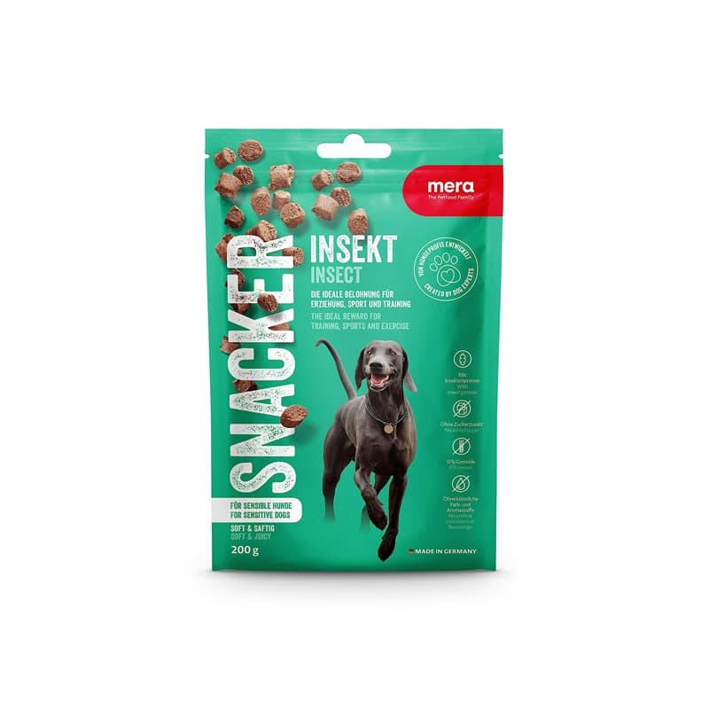 MERA Snacker Insecte (1 x 200 g), sans céréales, friandises Douces et durables pour Chien pour l'entraînement ou comme collation