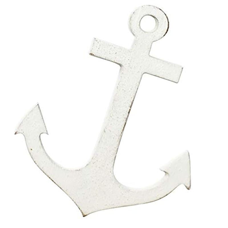 Nautika Nautica Lot de 12 ancres en bois blanc de 6 cm - Objet décoratif - Décoration de mariage - Ancre en bois - Ancre blanche