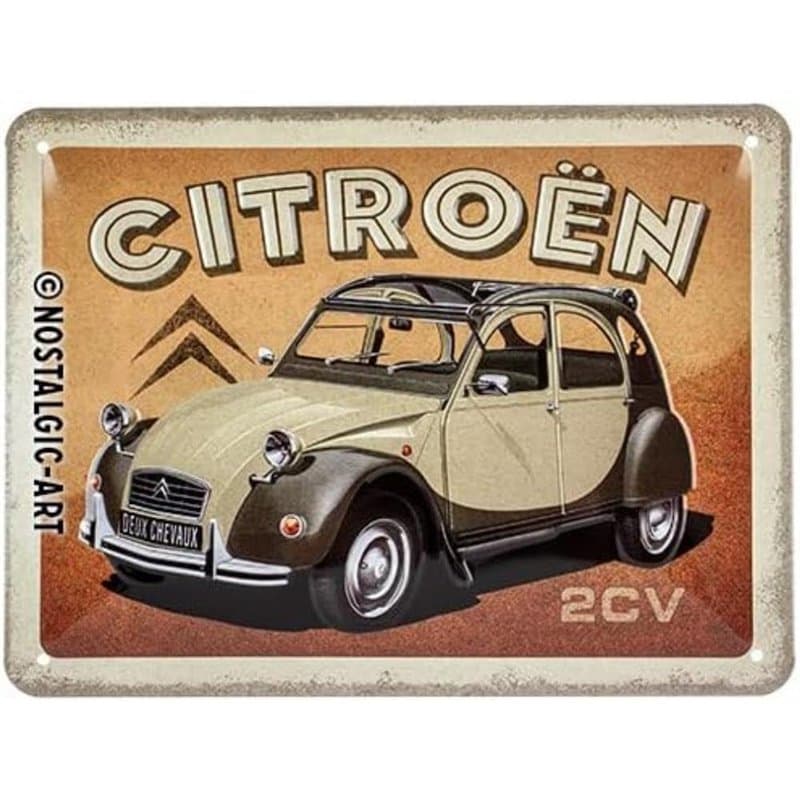 Nostalgic-Art Plaque Vintage, Citroen – 2CV – Idée de Cadeau pour Fans de Voitures, en métal, Design Retro pour la décoration, 1