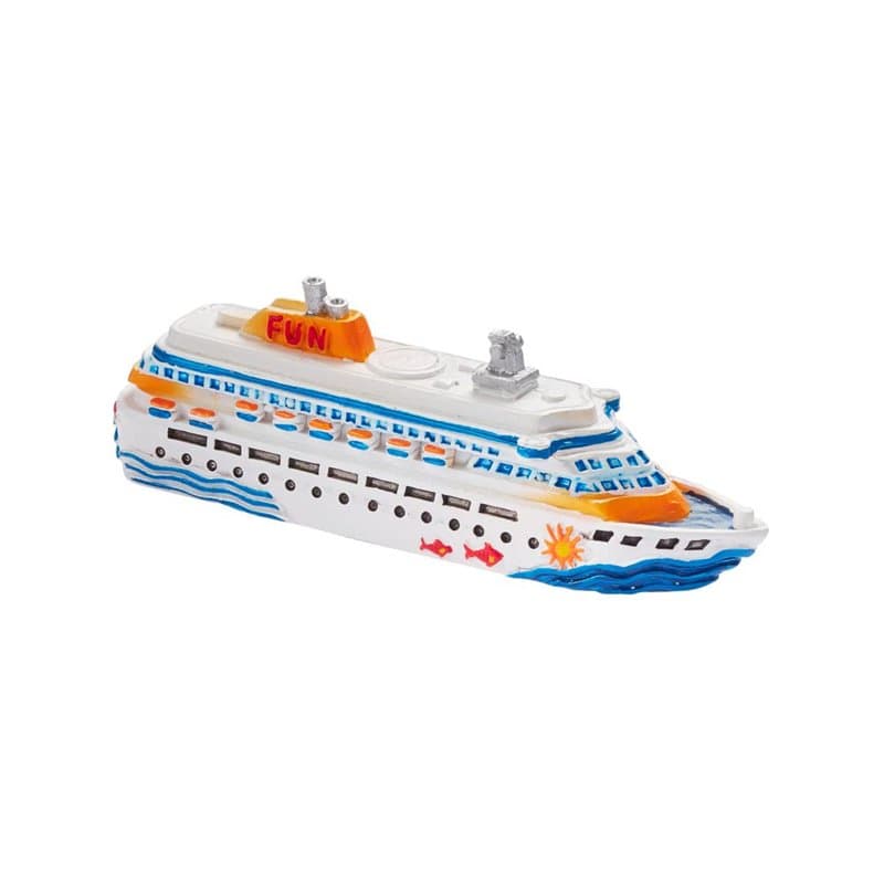 Hobbyfun Bateau de croisière miniature, Blanc, Modèle miniature, accessoire de bricolage, élément de décoration, env. 7 cm
