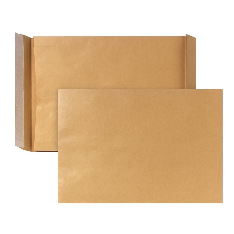 Bong Lot de 10 enveloppes à soufflet C4 autocollantes avec fond bloc et soufflet latéral, enveloppes d'expédition en papier kraf